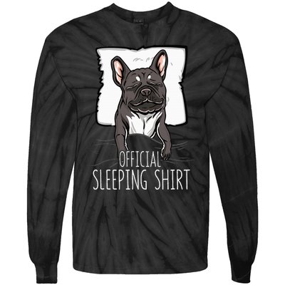 of.ficial sleeping cute french bulldog dog nightgown  Tie-Dye Long Sleeve Shirt