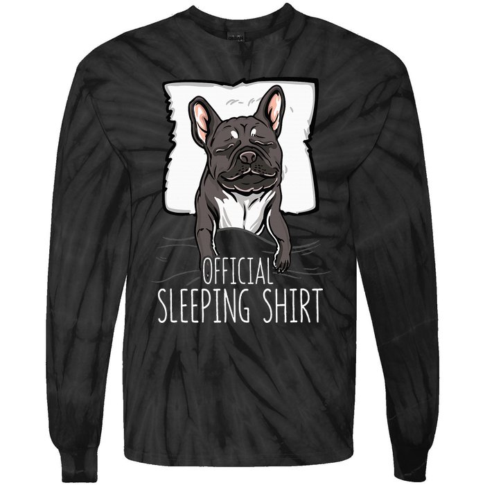 of.ficial sleeping cute french bulldog dog nightgown  Tie-Dye Long Sleeve Shirt