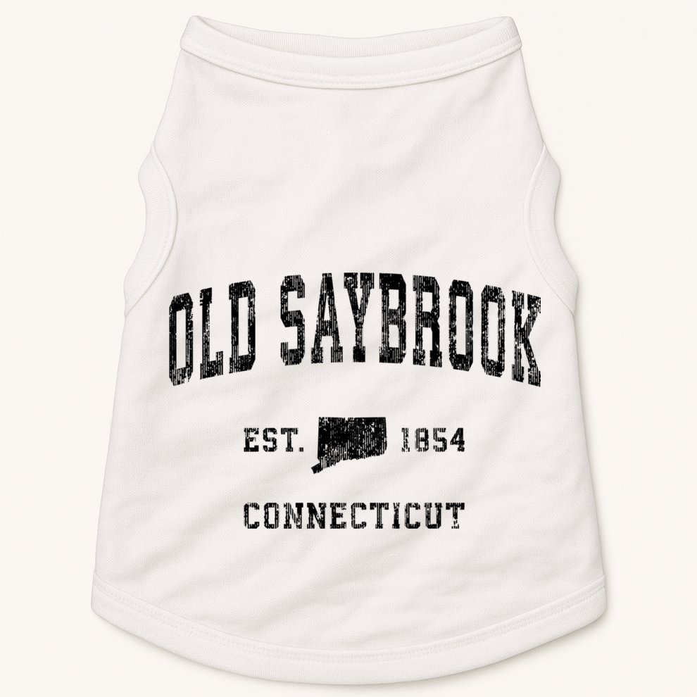 Old Saybrook Connecticut Ct Vintage Established Athletic Sports Design Doggie Tank
