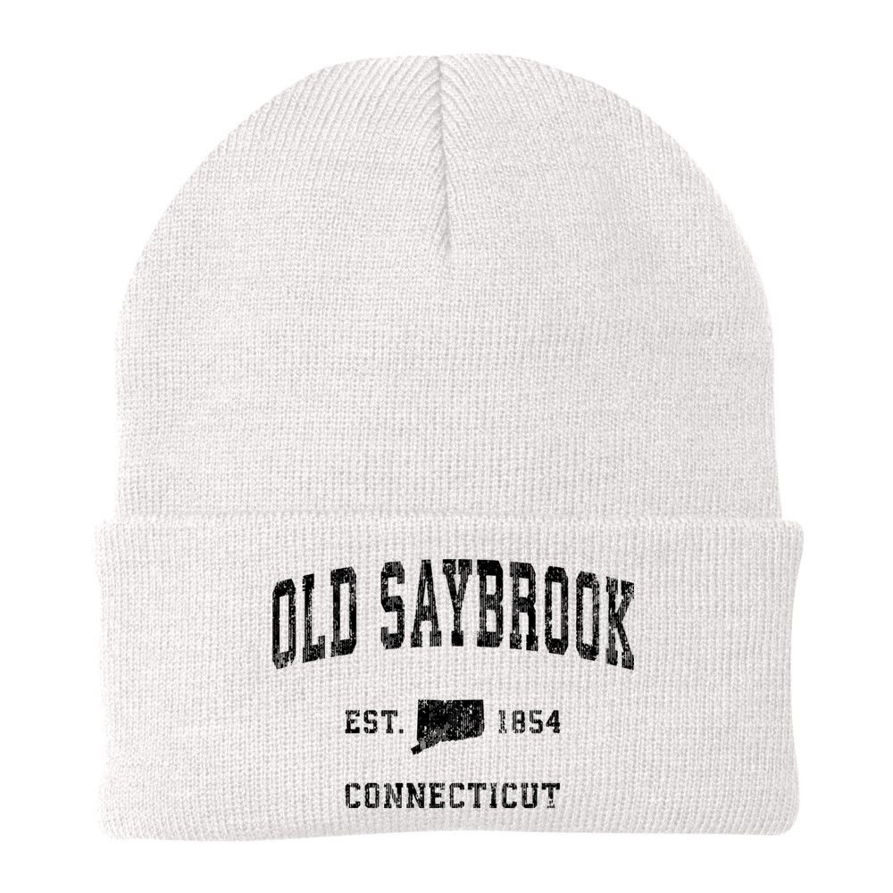 Old Saybrook Connecticut Ct Vintage Established Athletic Sports Design Beanie
