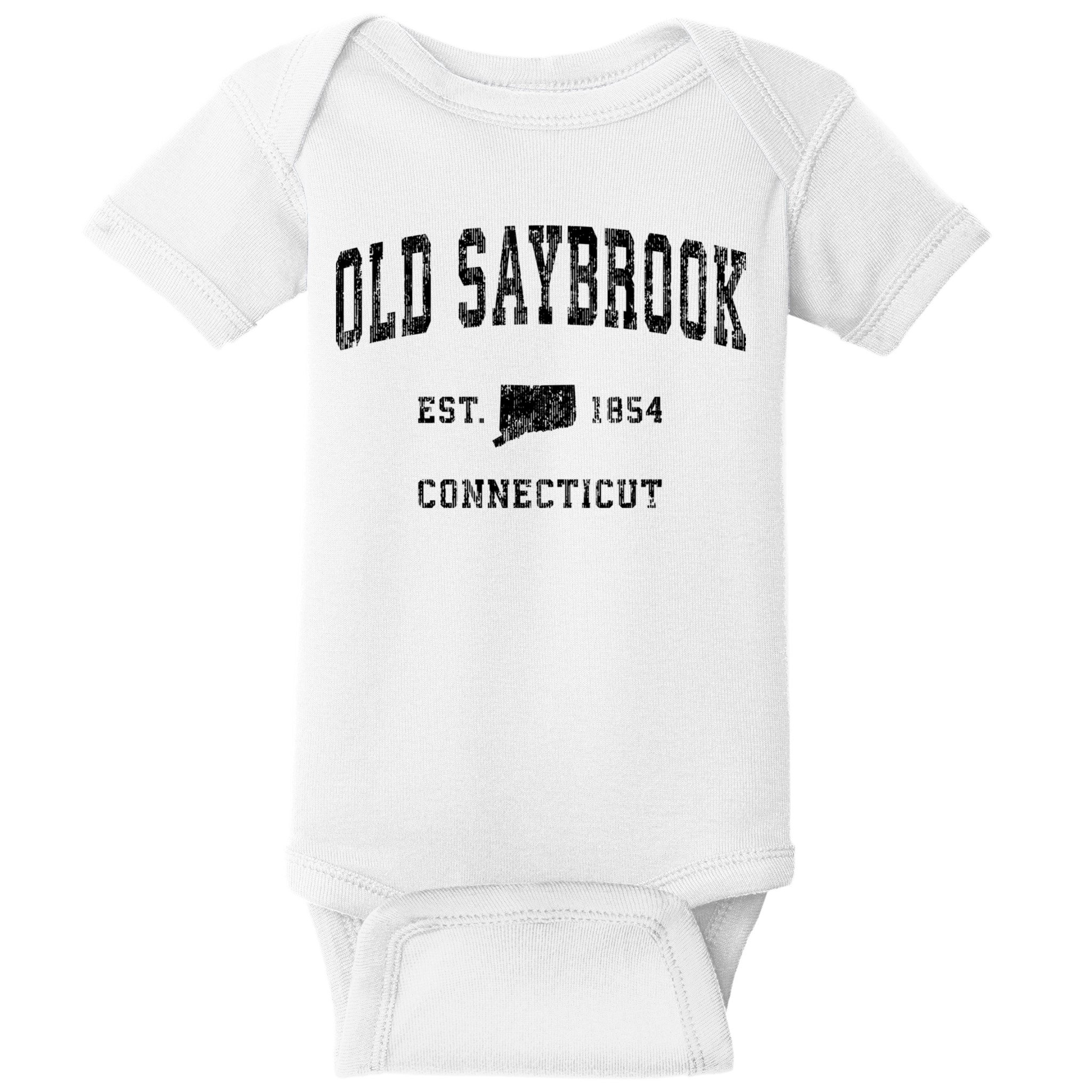 Old Saybrook Connecticut Ct Vintage Established Athletic Sports Design Baby Bodysuit