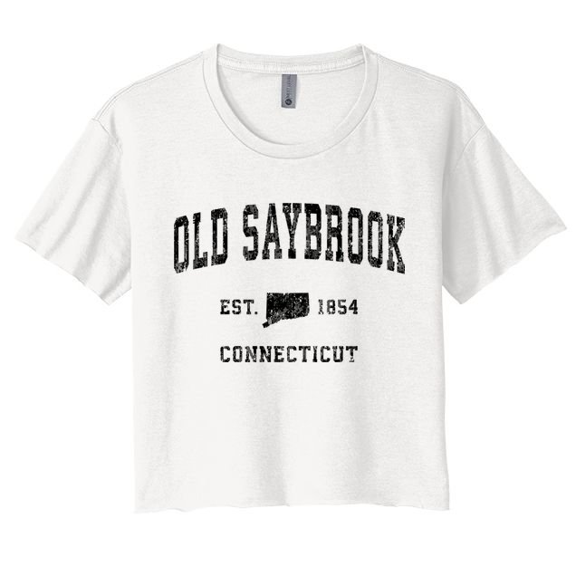 Old Saybrook Connecticut Ct Vintage Established Athletic Sports Design Crop Top