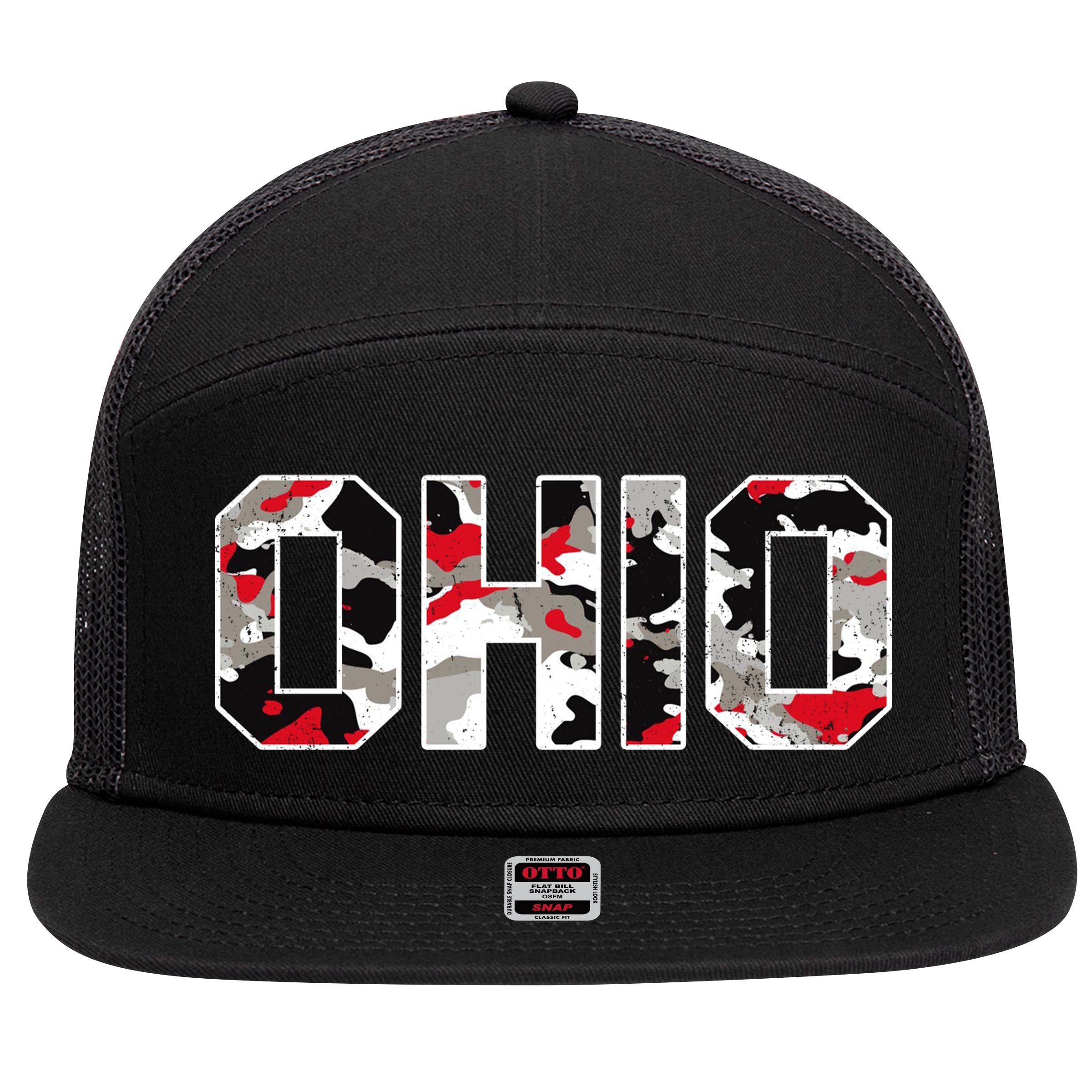 Ohio State Camo 7 Panel Mesh Trucker Snapback Hat