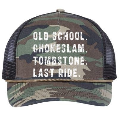 Old School Chokeslam Tombstone Last Ride Retro Rope Trucker Hat Cap