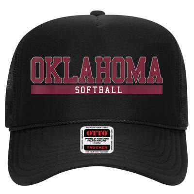 Oklahoma Softball Coach Outfit Softball Player High Crown Mesh Back Trucker Hat