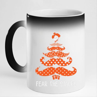 Oklahoma State Cowboys Mustache Christmas Tree Fear The Stache Beard 11oz Black Color Changing Mug