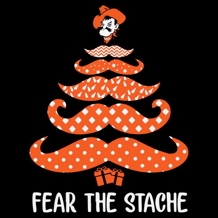 Oklahoma State Cowboys Mustache Christmas Tree Fear The Stache Beard Sweatshirt