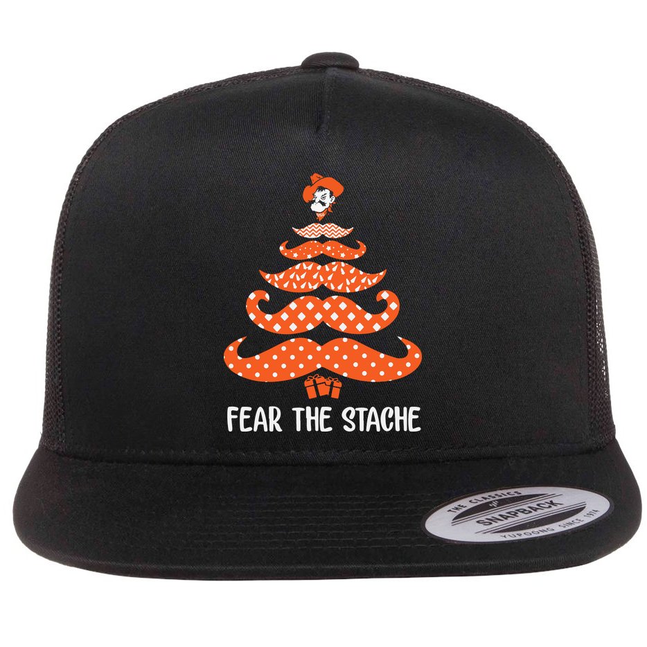 Oklahoma State Cowboys Mustache Christmas Tree Fear The Stache Beard Flat Bill Trucker Hat
