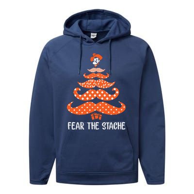 Oklahoma State Cowboys Mustache Christmas Tree Fear The Stache Beard Performance Fleece Hoodie