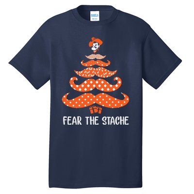 Oklahoma State Cowboys Mustache Christmas Tree Fear The Stache Beard Tall T-Shirt