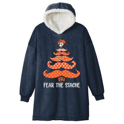 Oklahoma State Cowboys Mustache Christmas Tree Fear The Stache Beard Hooded Wearable Blanket