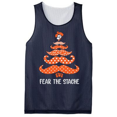 Oklahoma State Cowboys Mustache Christmas Tree Fear The Stache Beard Mesh Reversible Basketball Jersey Tank