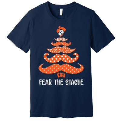 Oklahoma State Cowboys Mustache Christmas Tree Fear The Stache Beard Premium T-Shirt