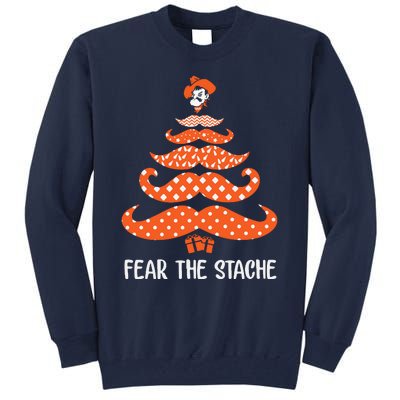 Oklahoma State Cowboys Mustache Christmas Tree Fear The Stache Beard Tall Sweatshirt