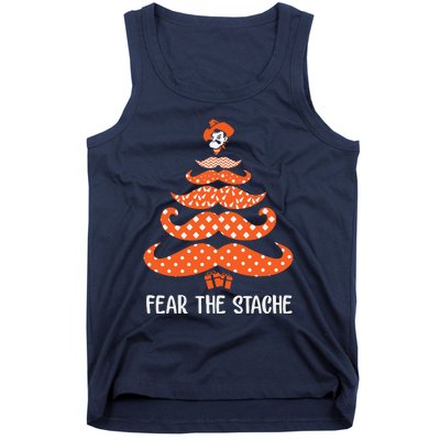 Oklahoma State Cowboys Mustache Christmas Tree Fear The Stache Beard Tank Top