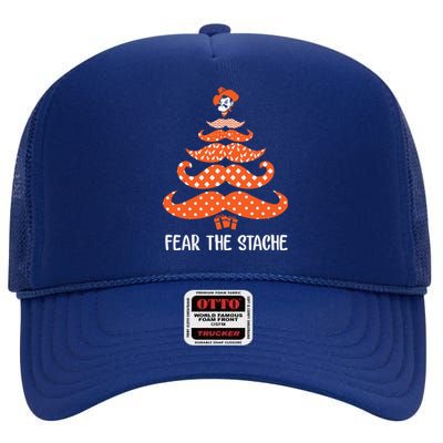 Oklahoma State Cowboys Mustache Christmas Tree Fear The Stache Beard High Crown Mesh Back Trucker Hat