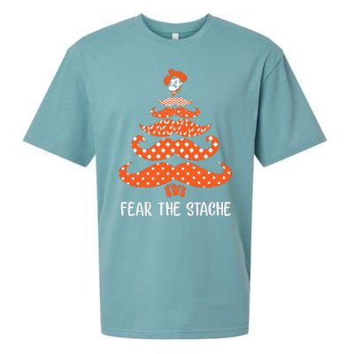 Oklahoma State Cowboys Mustache Christmas Tree Fear The Stache Beard Sueded Cloud Jersey T-Shirt