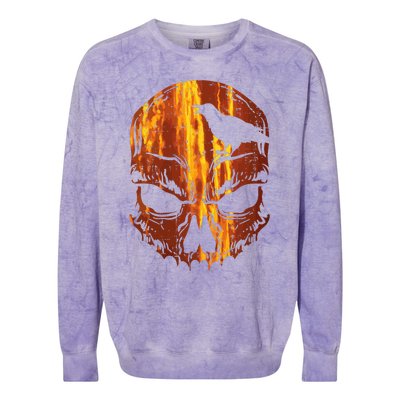 Orange Skull Crow Skeleton Horror Scary Halloween Costume Colorblast Crewneck Sweatshirt