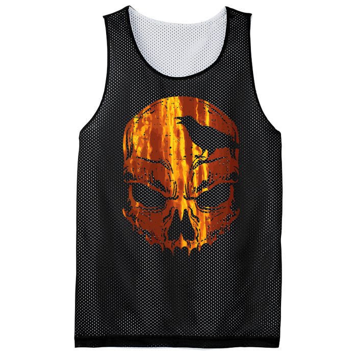 Orange Skull Crow Skeleton Horror Scary Halloween Costume Mesh Reversible Basketball Jersey Tank