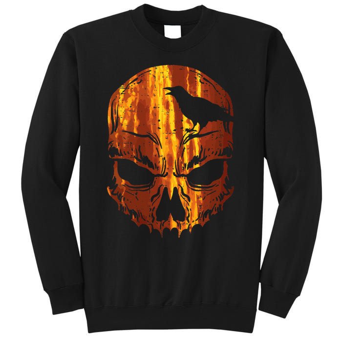 Orange Skull Crow Skeleton Horror Scary Halloween Costume Tall Sweatshirt