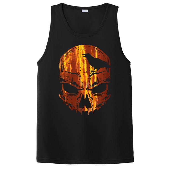 Orange Skull Crow Skeleton Horror Scary Halloween Costume PosiCharge Competitor Tank