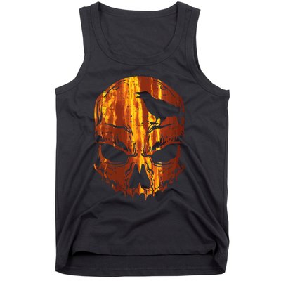 Orange Skull Crow Skeleton Horror Scary Halloween Costume Tank Top