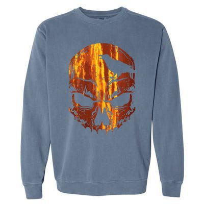 Orange Skull Crow Skeleton Horror Scary Halloween Costume Garment-Dyed Sweatshirt