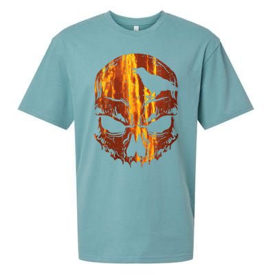 Orange Skull Crow Skeleton Horror Scary Halloween Costume Sueded Cloud Jersey T-Shirt