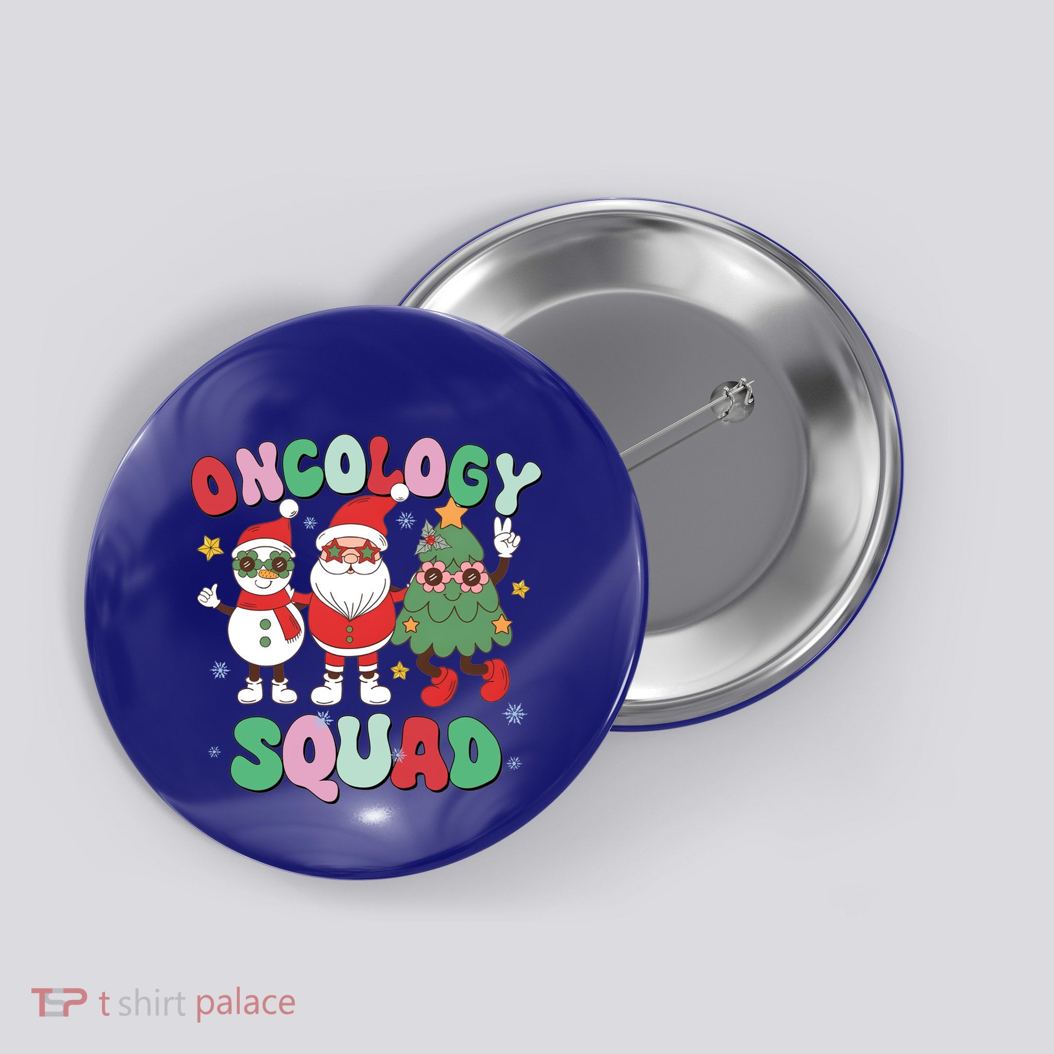 Oncology Squad Christmas Retro Professional Cancer Sleigher Gift Button