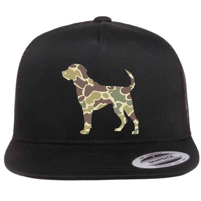 Old School Camo Hunting Dog Camouflage Pitbull Dog Mom Dad Flat Bill Trucker Hat