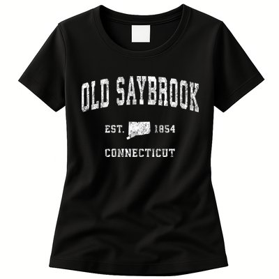 Old Saybrook Connecticut Ct Vintage Athletic Sports Womens T-Shirt