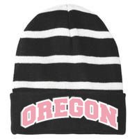 Oregon Sports Classic Varsity College Style Striped Beanie with Solid Band