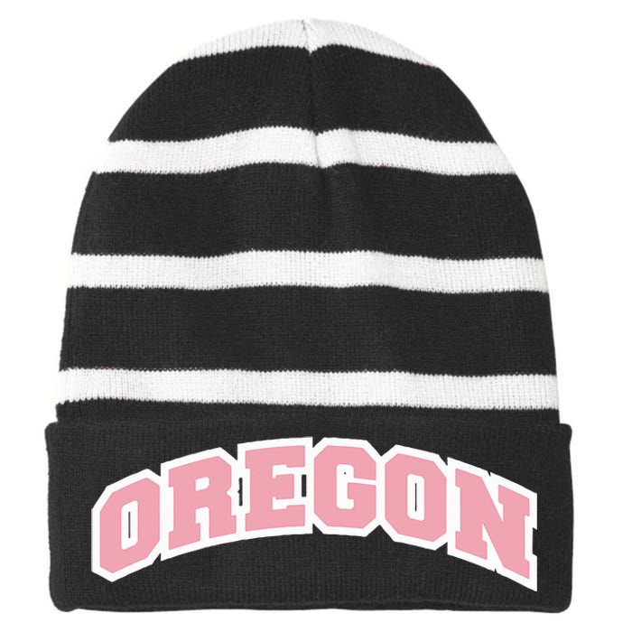 Oregon Sports Classic Varsity College Style Striped Beanie with Solid Band