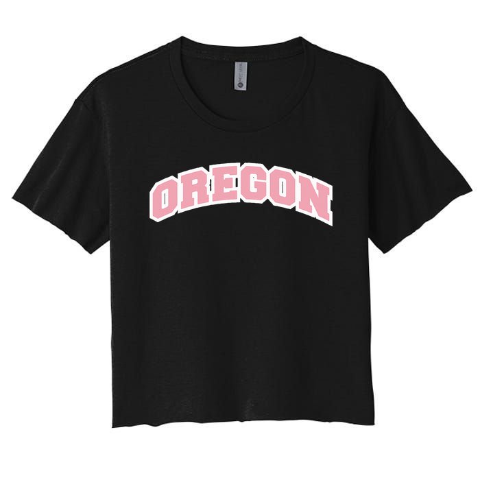 Oregon Sports Classic Varsity College Style Women's Crop Top Tee