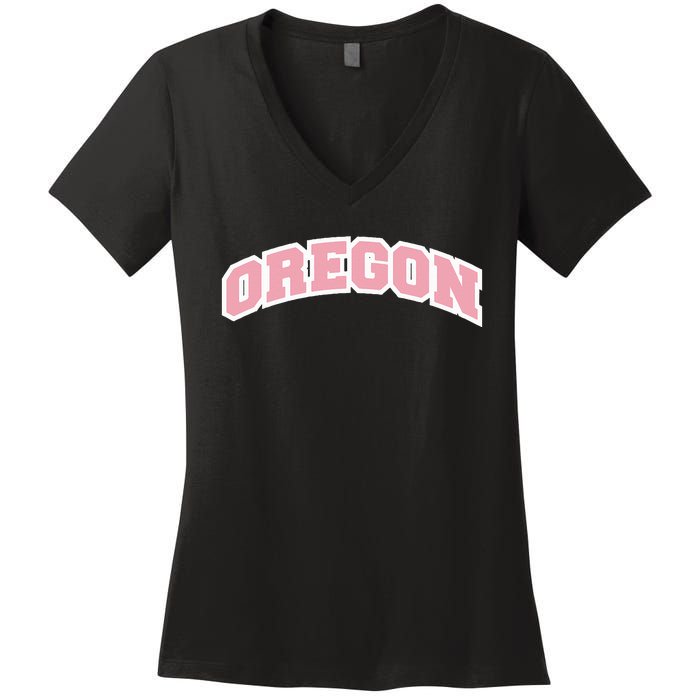 Oregon Sports Classic Varsity College Style Women's V-Neck T-Shirt