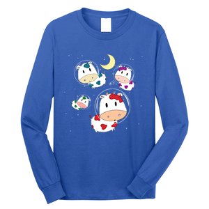 Outer Space Cute Kawaii Moo Cows Astronauts Ushi Moon Stars Great Gift Long Sleeve Shirt