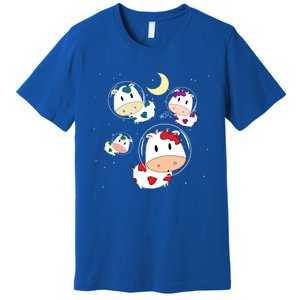 Outer Space Cute Kawaii Moo Cows Astronauts Ushi Moon Stars Great Gift Premium T-Shirt