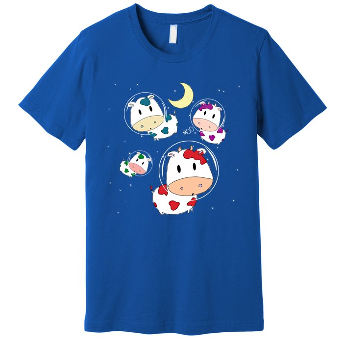 Outer Space Cute Kawaii Moo Cows Astronauts Ushi Moon Stars Great Gift Premium T-Shirt