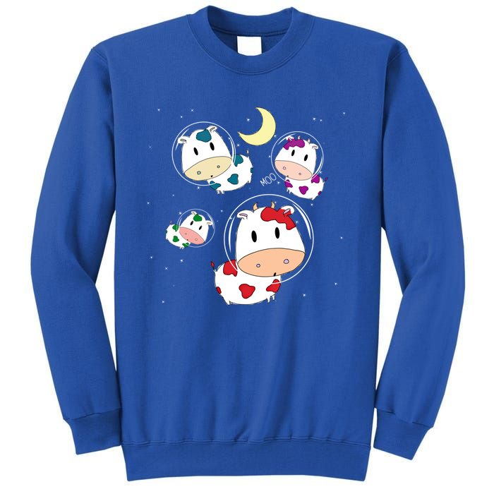 Outer Space Cute Kawaii Moo Cows Astronauts Ushi Moon Stars Great Gift Tall Sweatshirt