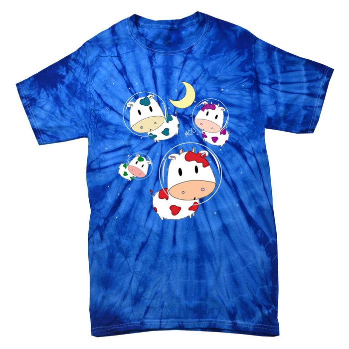 Outer Space Cute Kawaii Moo Cows Astronauts Ushi Moon Stars Great Gift Tie-Dye T-Shirt