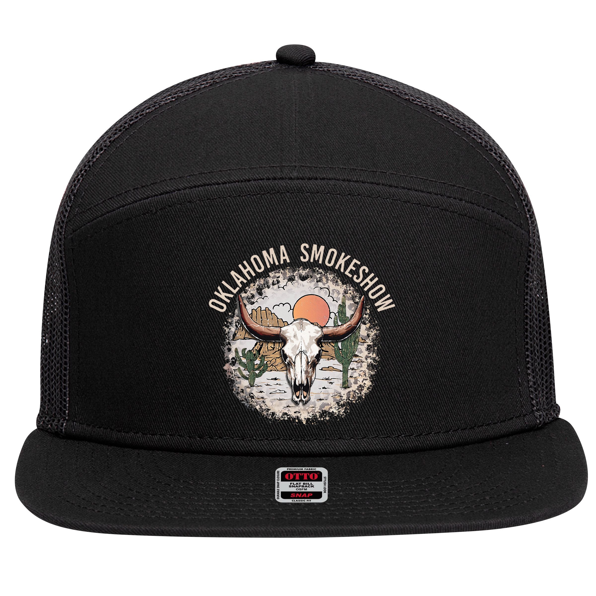 Oklahoma Smokeshow Deserts West Cactus 7 Panel Mesh Trucker Snapback Hat
