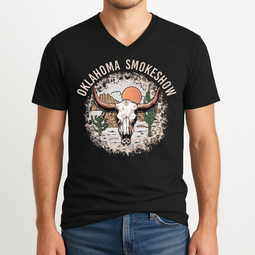 Oklahoma Smokeshow Deserts West Cactus V-Neck T-Shirt