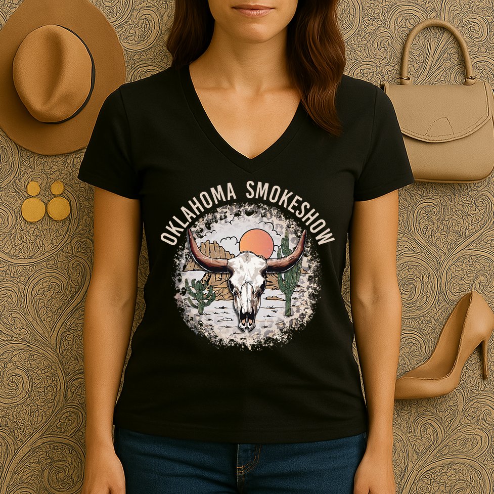 Oklahoma Smokeshow Deserts West Cactus Women's V-Neck T-Shirt