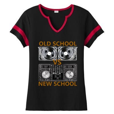 Old School Dj Vs New School Dj  Housedance Music Ladies Halftime Notch Neck Tee