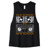 Old School Dj Vs New School Dj  Housedance Music Women's Racerback Cropped Tank