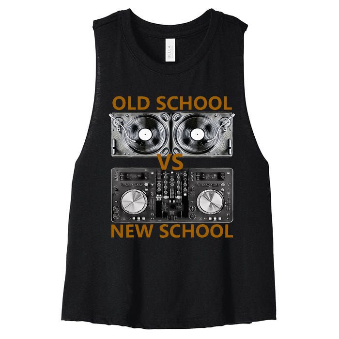 Old School Dj Vs New School Dj  Housedance Music Women's Racerback Cropped Tank