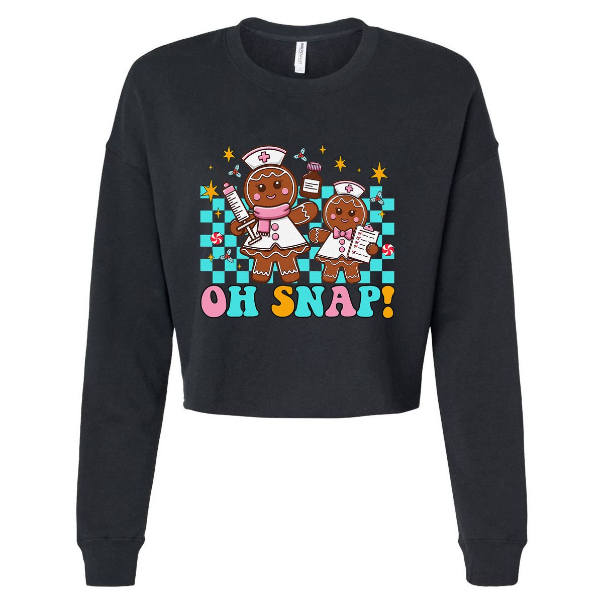 Oh Snap Doctor & Nurse Christmas Nurses Ugly Xmas Sweater Cropped Pullover Crew