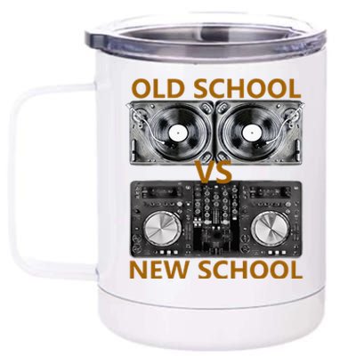 Old School DJ VS New School DJ HouseDance Music 12 oz Stainless Steel Tumbler Cup