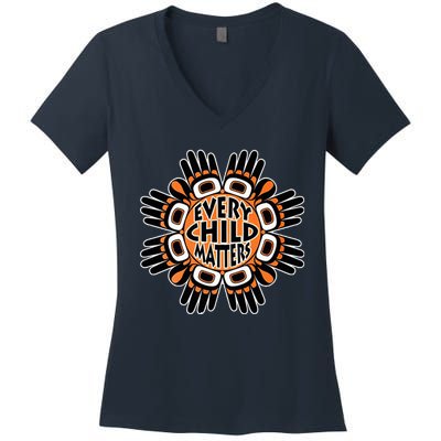 Orange Shirt Day Canada Marple Leaf Every Child Matters Women's V-Neck T-Shirt