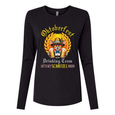 Oriental Shorthair Drinking Team LetS Get Schnitzel Faced Womens Cotton Relaxed Long Sleeve T-Shirt